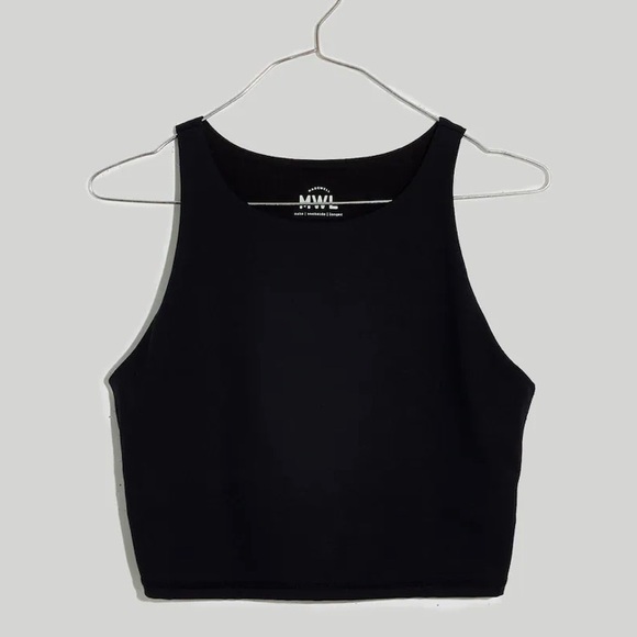🧡Madewell MWL Form Racerback Crop Top Size XXS Black Workout Lounge Fitness - Picture 1 of 6